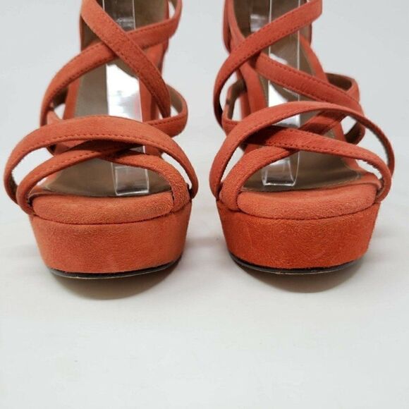 TILA MARCH ORANGE SUEDE PLATFORM HEELS 7 EUR 38 - Picture 3 of 9
